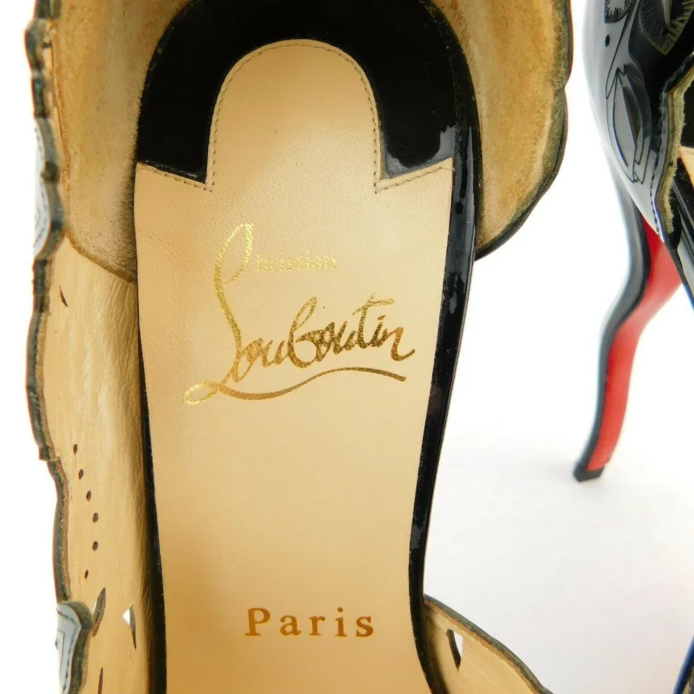 CHRISTAIN LOUBOUTIN Black Laser Cut D'orsay Pumps 38.5